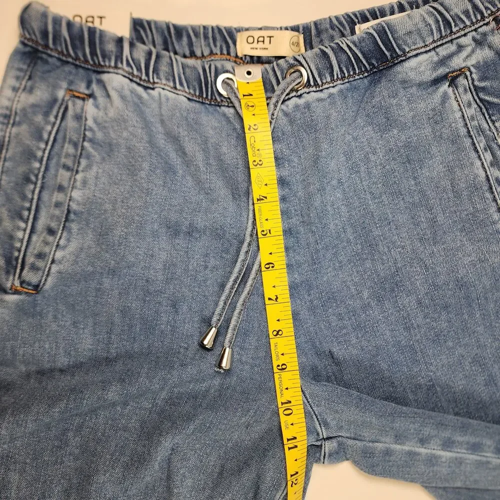 OAT NY Wide Leg Jeans Elastic Waist Drawstring 4/27 NWT - Picture 3 of 15
